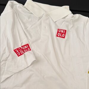 UNIQLO White Polo Shirt with Red Logo Accents